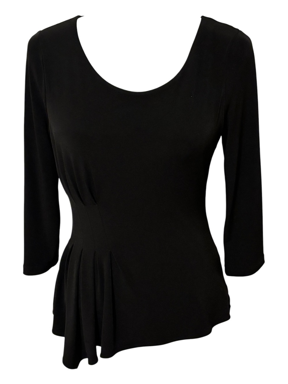 WHITE HOUSE BLACK MARKET Black Jersey Knit Asymmetrical Top Size XSMALL